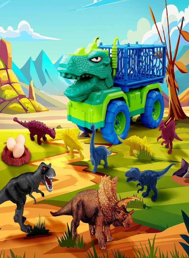 MindPal 19 in 1 Dinosaur Toys for Kids 3-5 5-7, Dinosaur Truck Set for Toddlers with 3 Pull Back Cars, 8 Dino Figures, Christmas and Birthday Gifts Toy for 3 4 5 6 7 Years Old Boys and Girls - Image 2